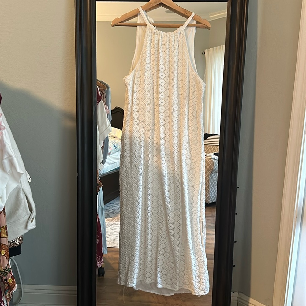 Halter tie neck crochet dress